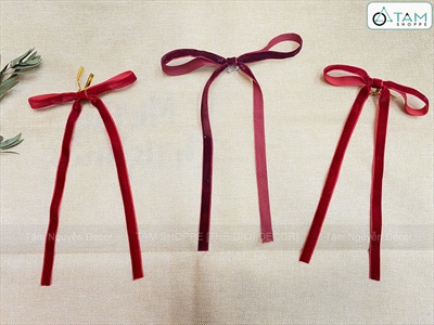 Nơ đỏ mini vải nhung xịn bản 1cm [Cute] PK-NO-06